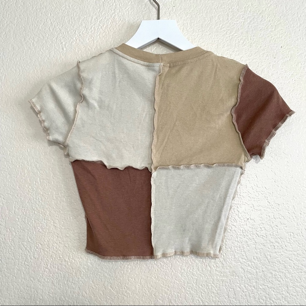 Sky & Sparrow Brown Neutral Patchwork Seam Crop B… - image 5